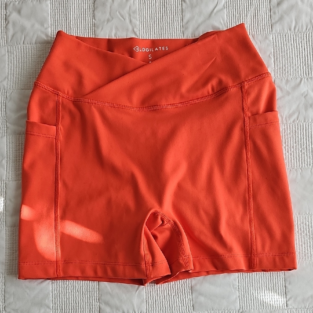 Blogilates Women's Vibrant Orange Athletic Shorts